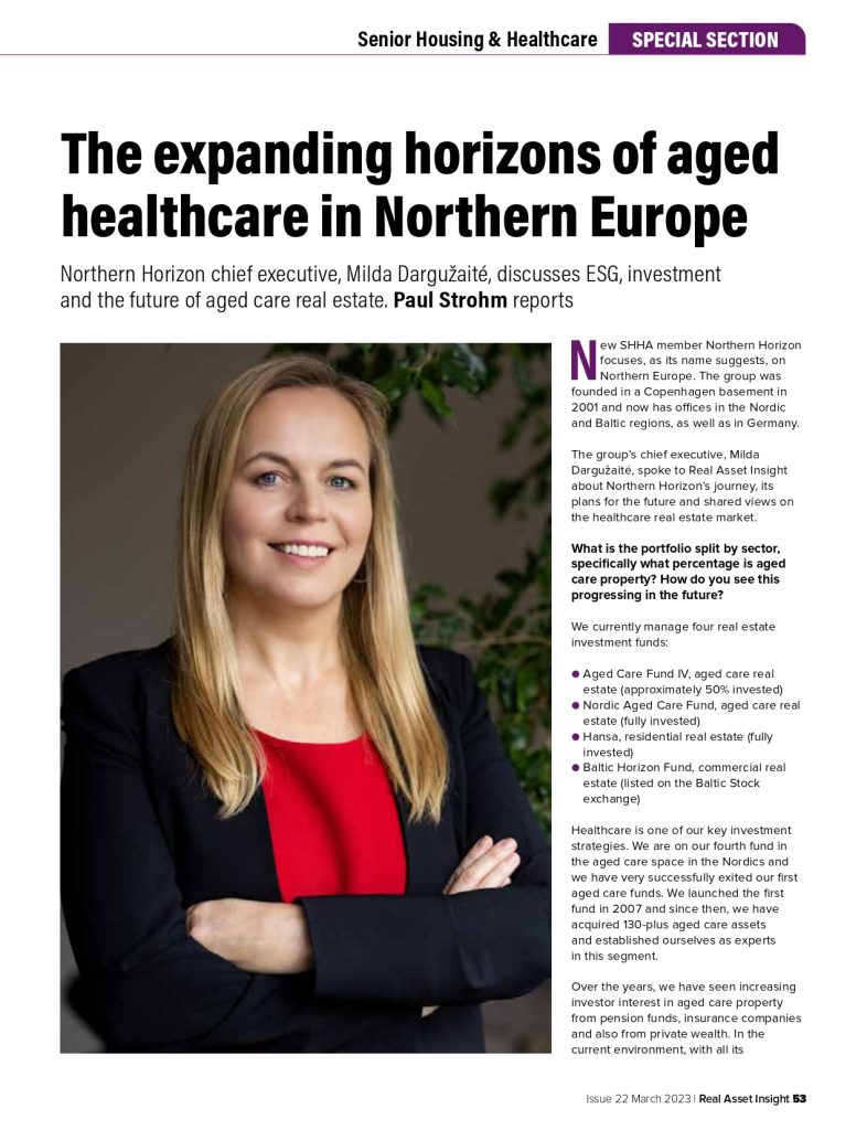 Northern Horizon chief executive, Milda Dargužaité, discusses ESG, investment and the future of aged care real estate